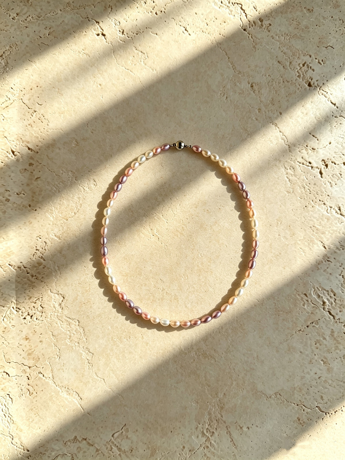 Organic 6mm Multi-Color Candy Rice Pearl Necklace-E11