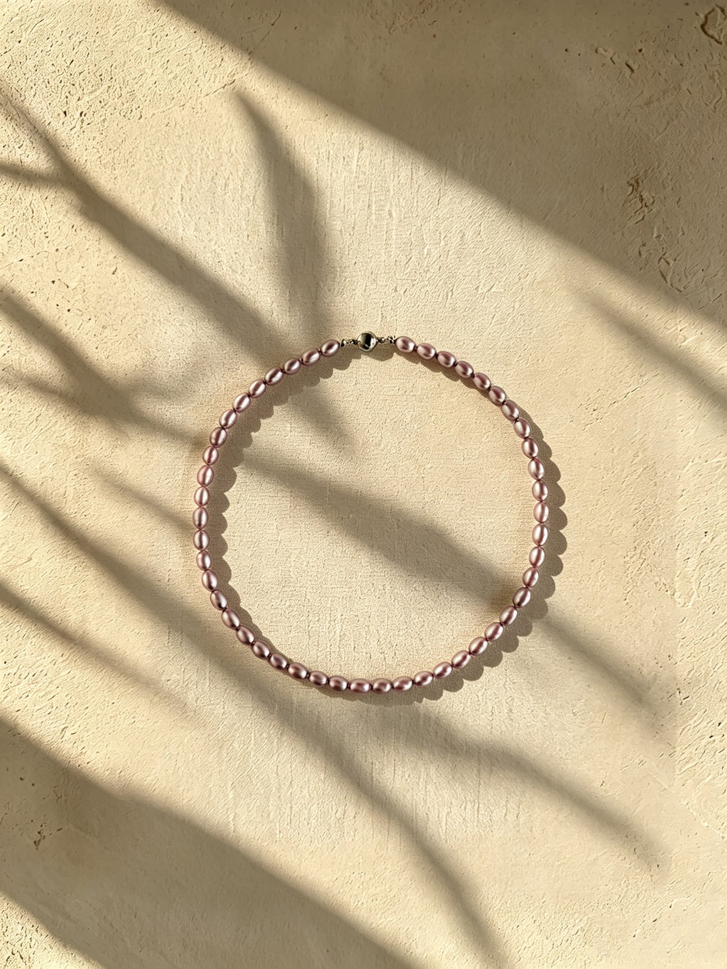 Organic 6mm Oval Rice Lavender Purple Pearl Necklace-E05