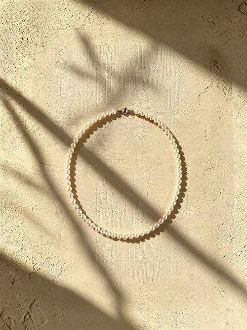 Classics 6mm Full-Round White Pearl Necklace-E01
