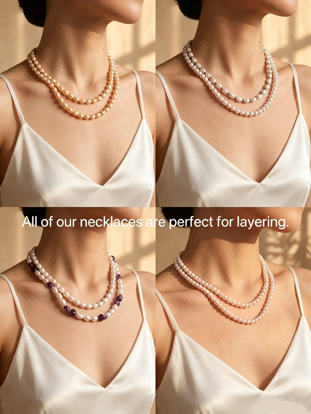 Classics 6mm Full-Round Champagne Gold Pearl Necklace-E03