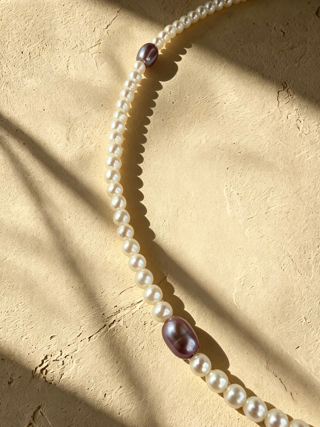 Petite White Round Pearl & Purple Rice Pearl Accent Necklace-E10