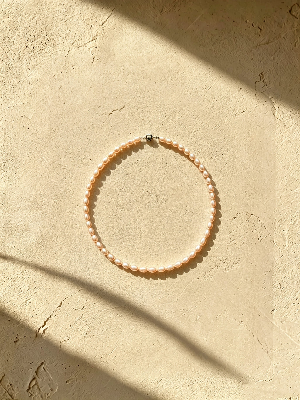 Organic 6mm Oval Rice Champagne Gold Pearl Necklace-E06