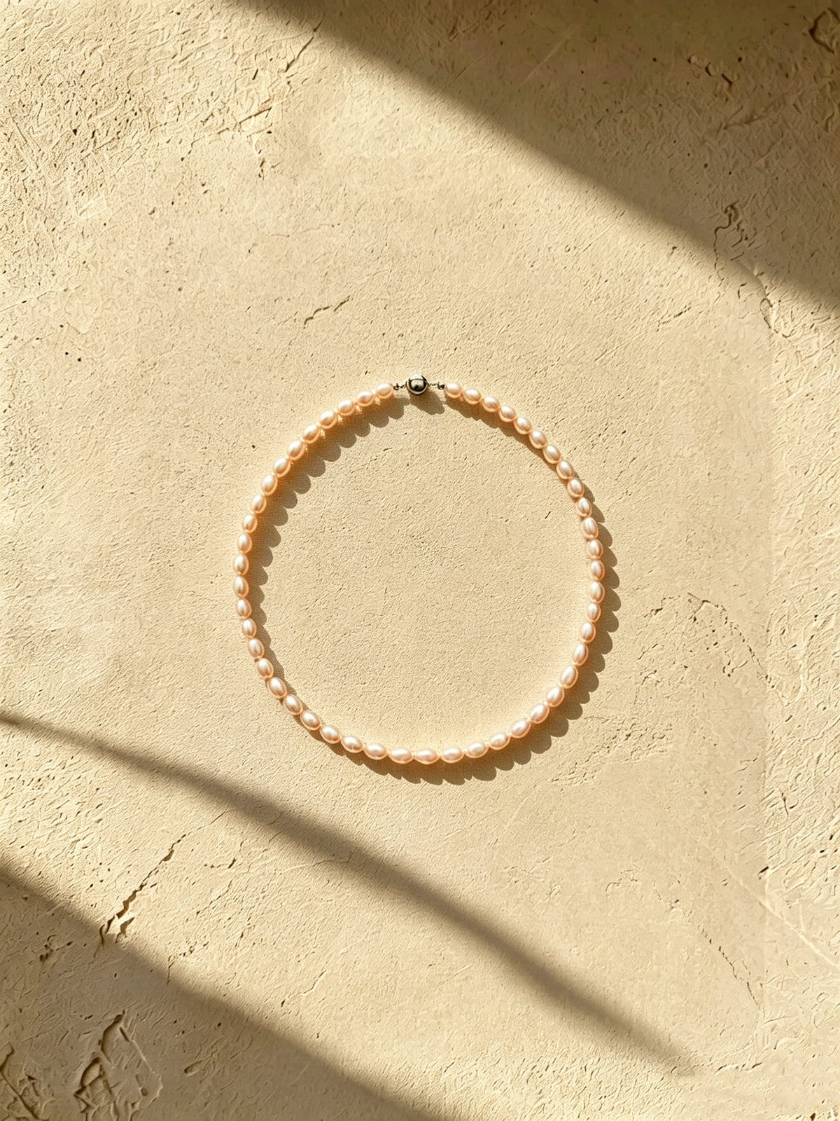 Organic 6mm Oval Rice Champagne Gold Pearl Necklace-E06