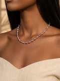 Organic 6mm Purple Rice Pearl & Petite Faceted Quartz Crystal Necklace-E12